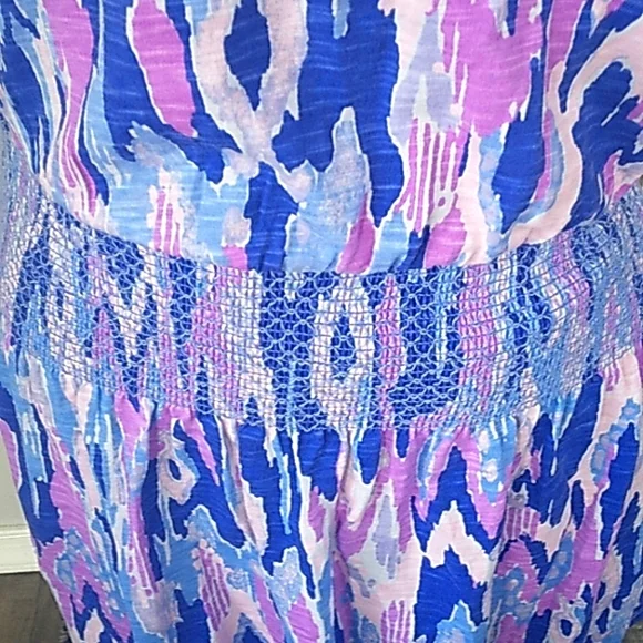 LILLY PULITZER PREPPY 100% COTTON SMOCKED WAIST NAVAJO PRINT  DRESS WOMANS S. - Picture 3 of 6